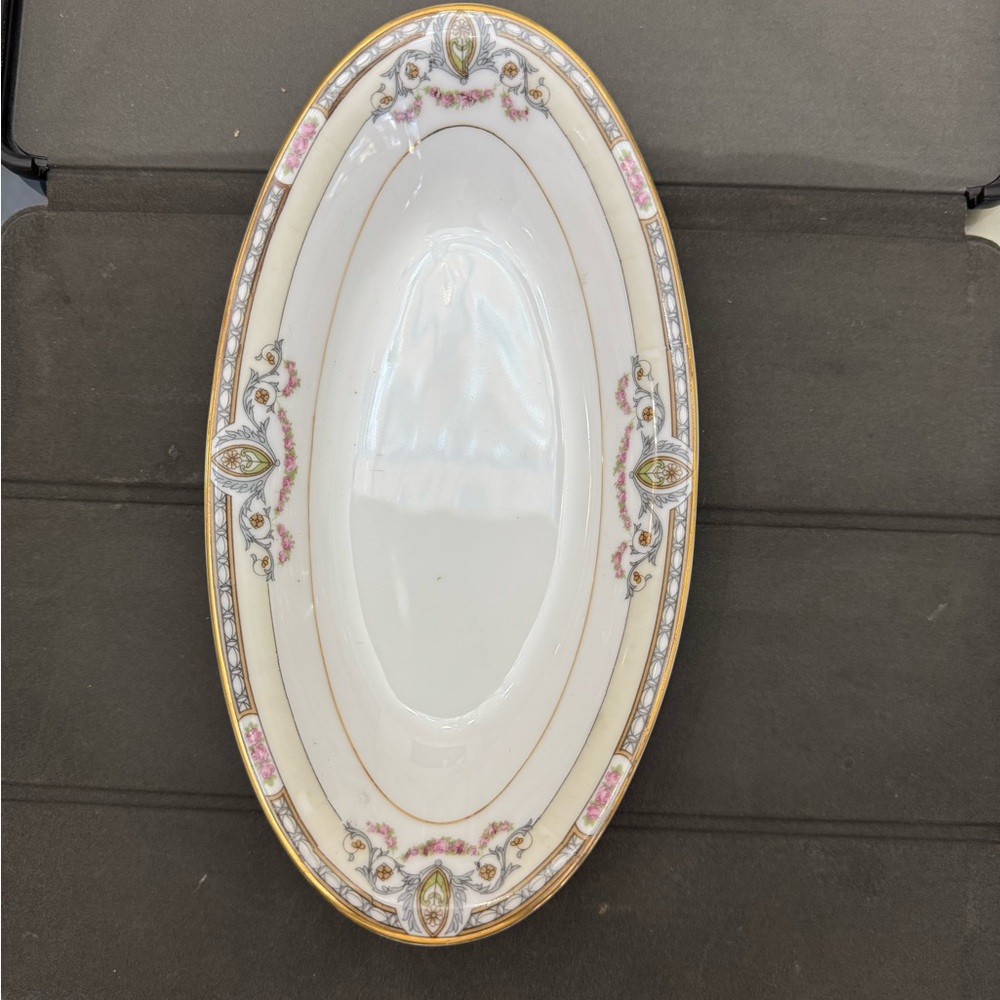 Noritake Cream and Gold Serveware Oval Relish Dish